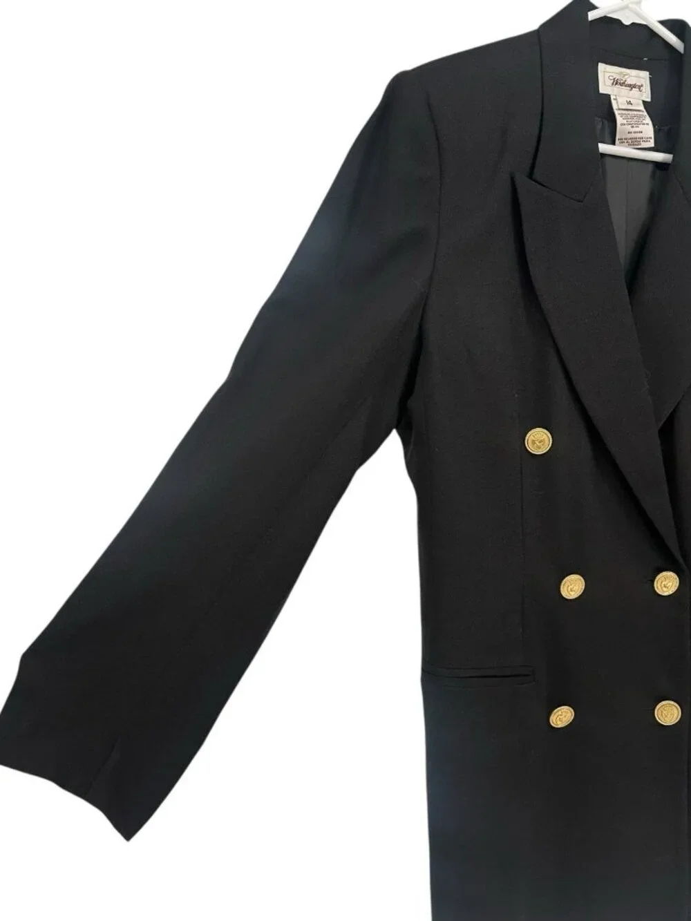 Vintage Worthington Black Blazer Jacket Polyester Blend Size 14